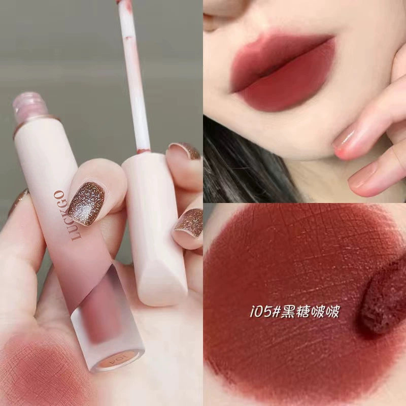 Cream lip mud lip glaze velvet matte matte surface does not fade and does not stick to the cup student party plain lipstick whitening high value