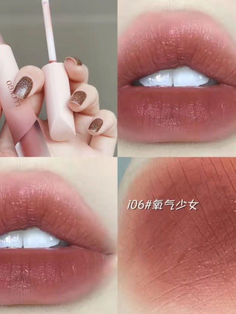 Cream lip mud lip glaze velvet matte matte surface does not fade and does not stick to the cup student party plain lipstick whitening high value