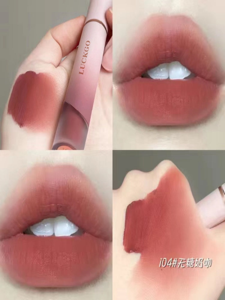 Cream lip mud lip glaze velvet matte matte surface does not fade and does not stick to the cup student party plain lipstick whitening high value